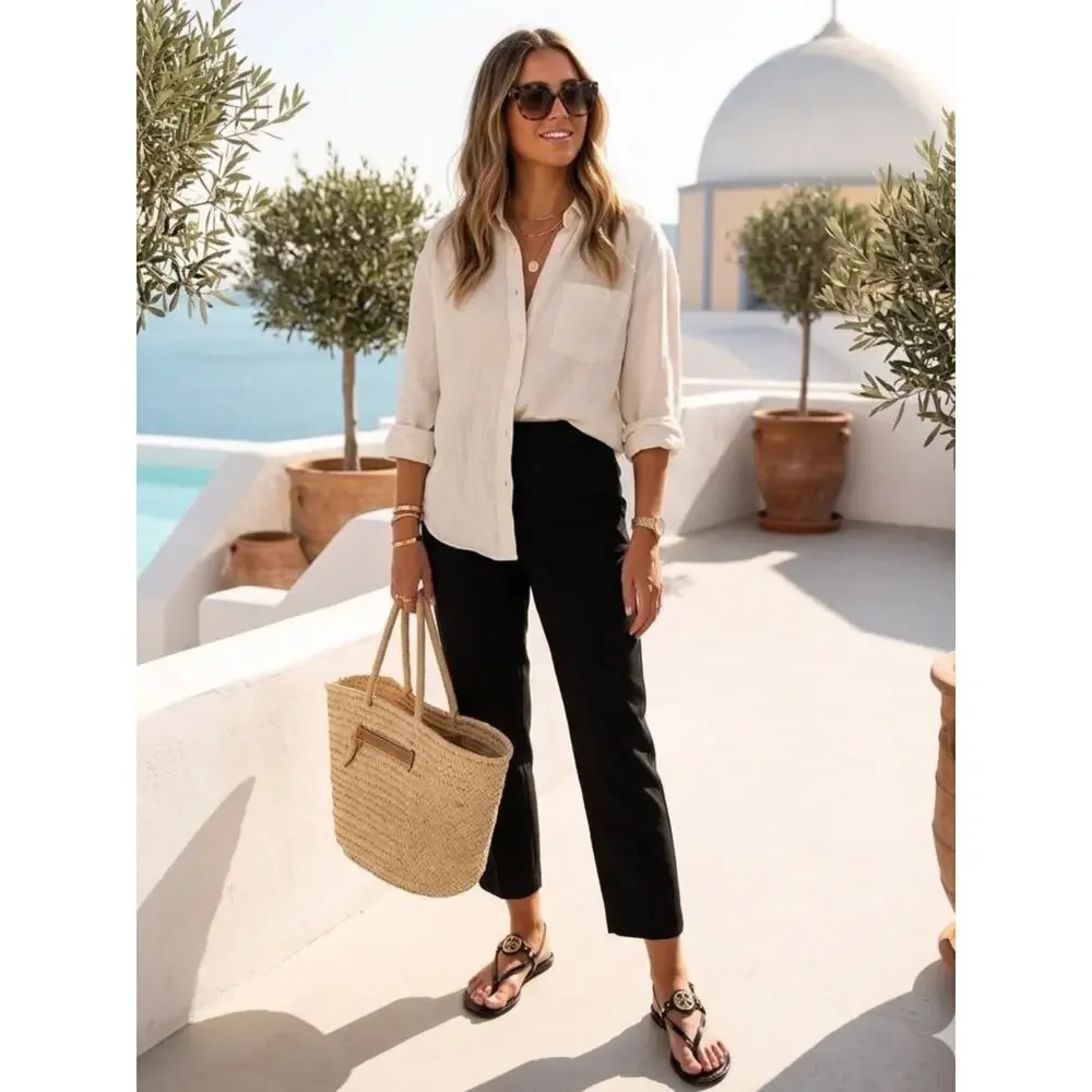 Tory Burch Black Patent Leather Ali Thong Sandal Sz.10